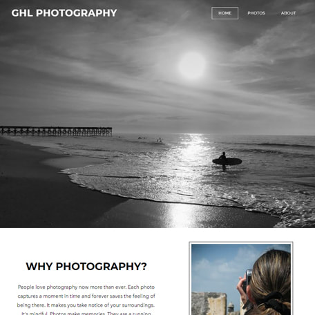 Screen shot of ghl Photography website